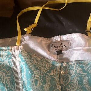 Lorie Lester Blue and White Dress with Yellow Straps